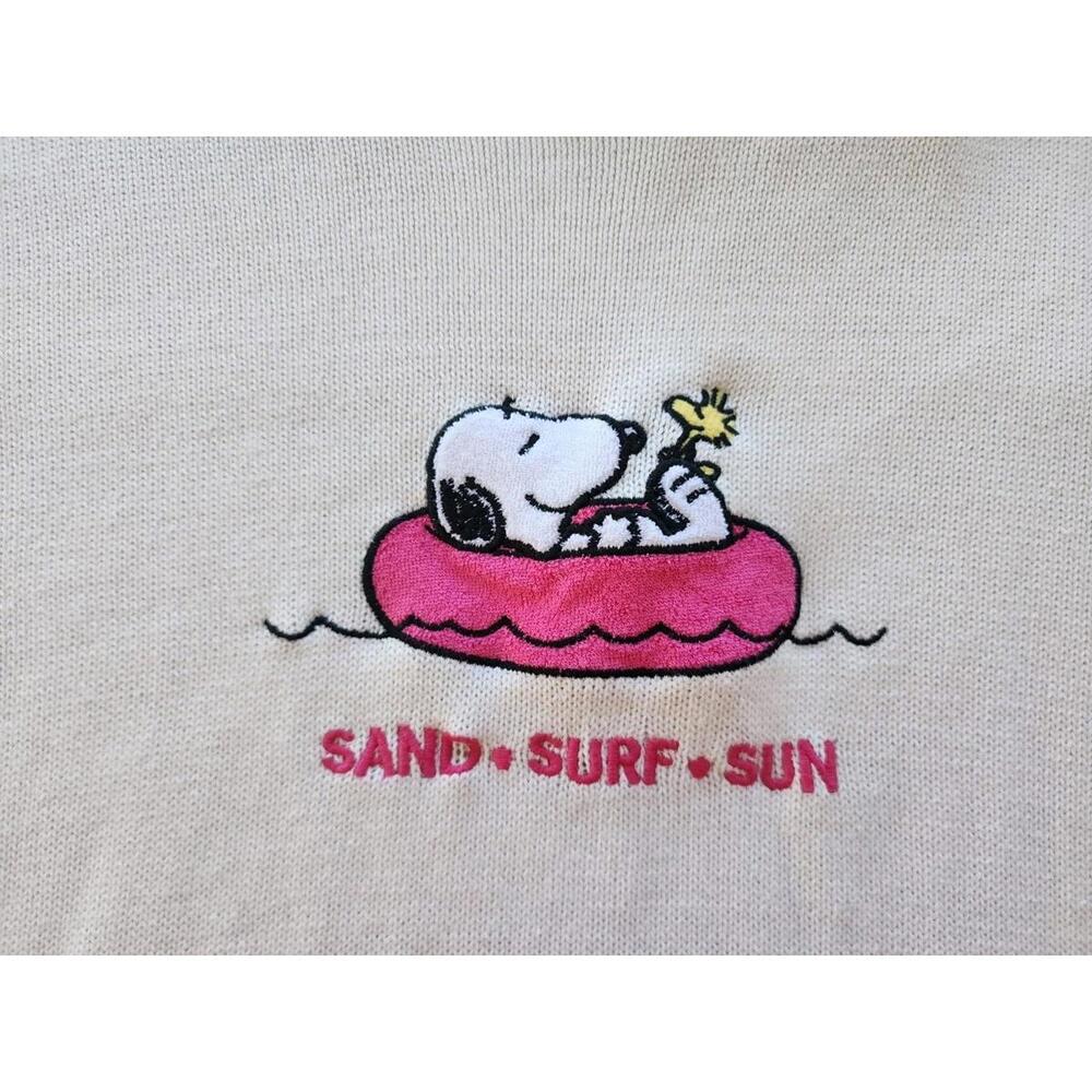 Peanuts White Sand Surf Sun Crewneck Sweater Size XL - Picture 5 of 6